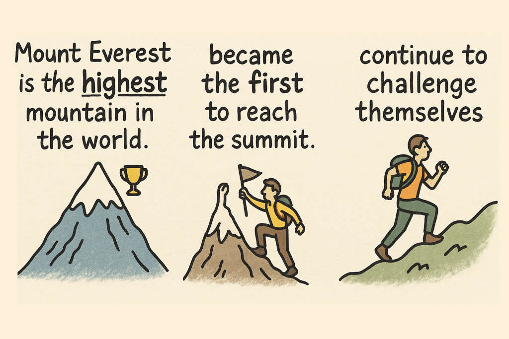 イメージでわかる英文法表現:世界で最も高い山 エベレスト(The Highest Mountain in the World: Mount Everest)