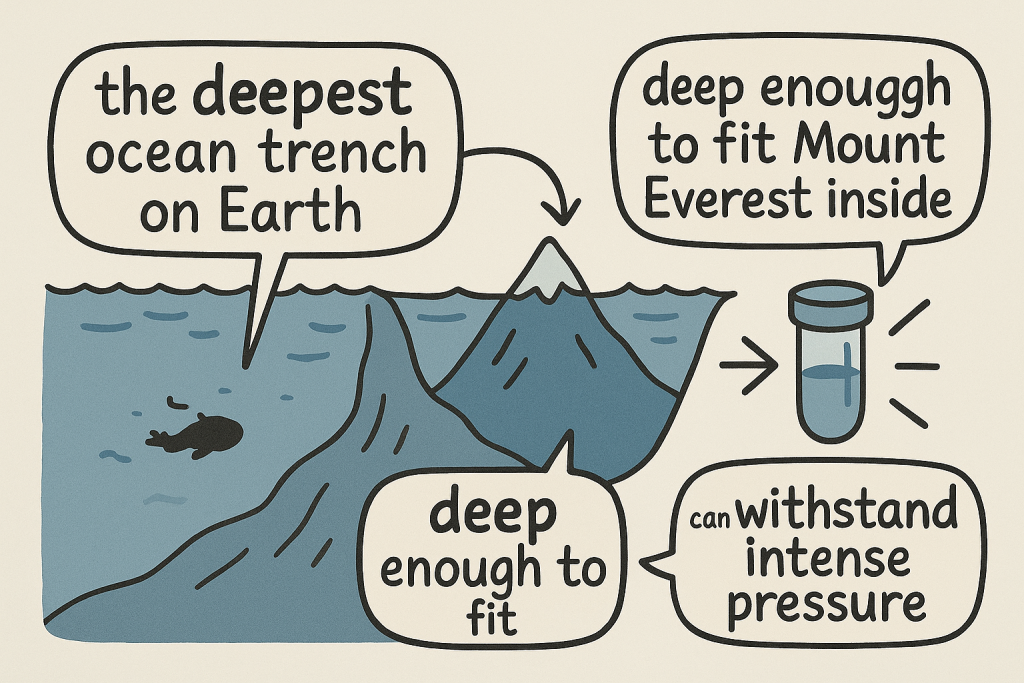 イメージでわかる英文法表現:世界で最も深いマリアナ海溝(The Deepest Place on Earth: The Mariana Trench)