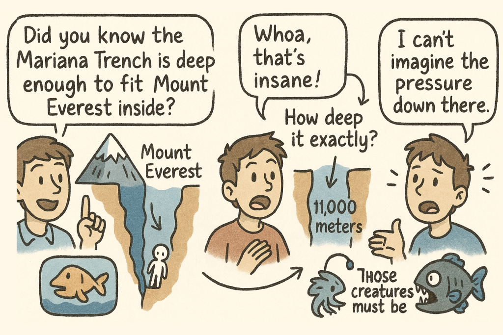マンガでわかる「The Deepest Place on Earth: The Mariana Trench」に関連する英会話