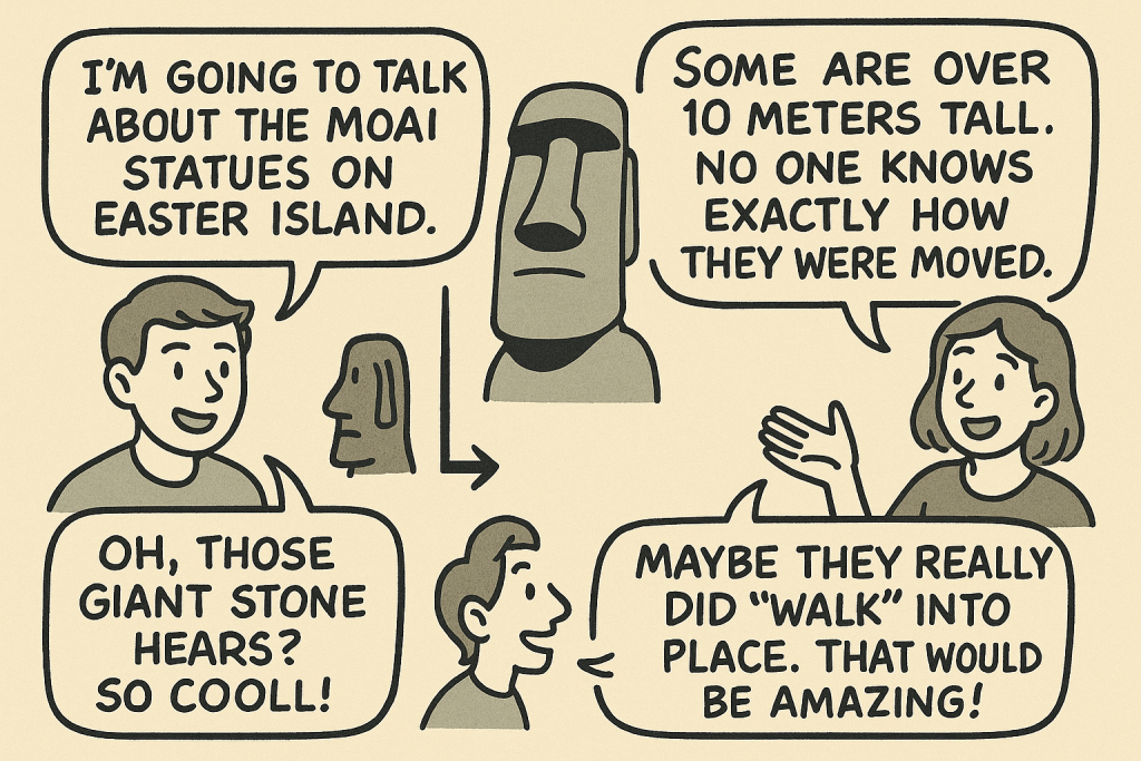 マンガでわかる「The Mystery of Easter Island’s Moai Statues」に関連する英会話