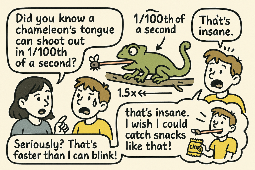 マンガでわかる「The Incredible Speed of a Chameleon's Tongue」に関連する英会話