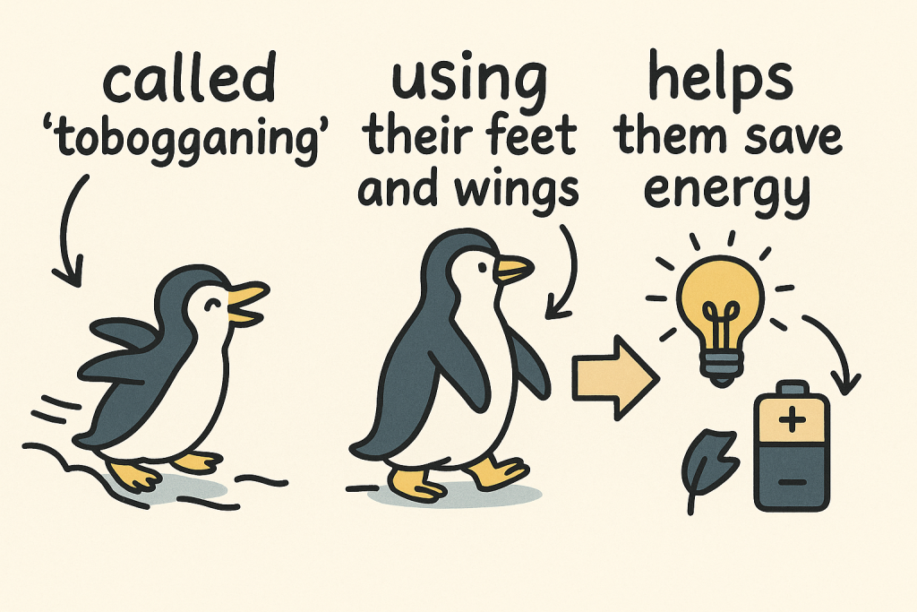 イメージでわかる英文法表現:ペンギンはお腹ですべる!?(Penguins Slide on Their Bellies!)