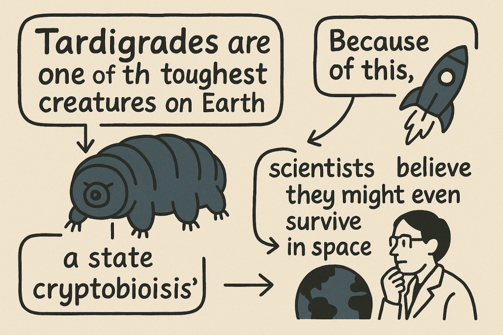 イメージでわかる英文法表現:最強の生物、クマムシ(The Toughest Creature on Earth: Tardigrades)