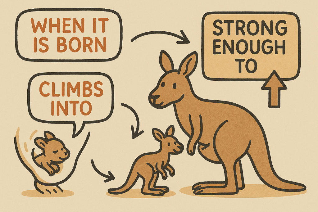 イメージでわかる英文法表現:カンガルーの不思議な育児方法(The Unique Way Kangaroos Raise Their Young)