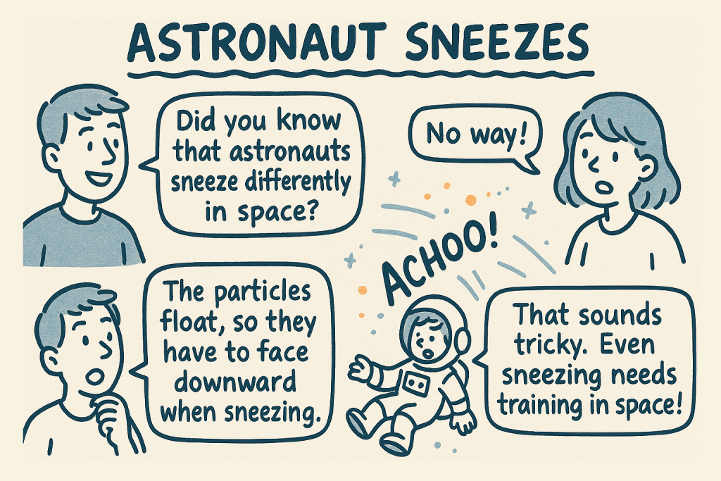 マンガでわかる「Sneezing in Space」に関連する英会話