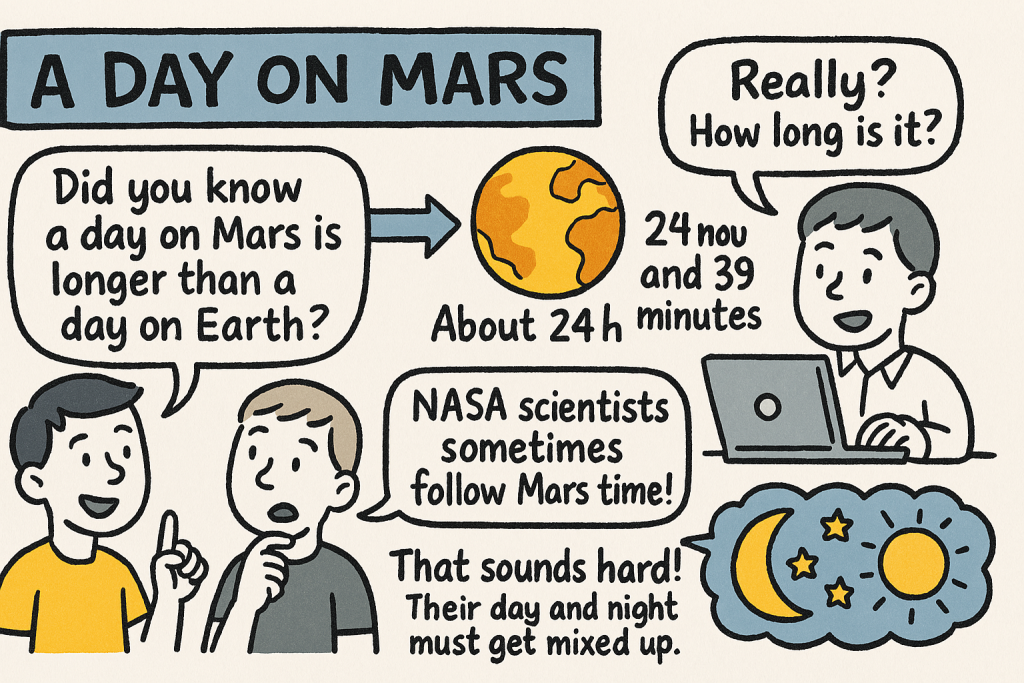 マンガでわかる「A Day on Mars is Longer Than on Earth」に関連する英会話