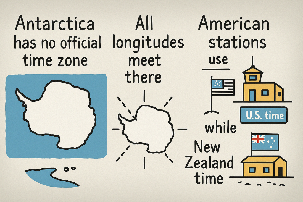 イメージでわかる英文法表現:南極には時間帯がない?(No Time Zones in Antarctica?)