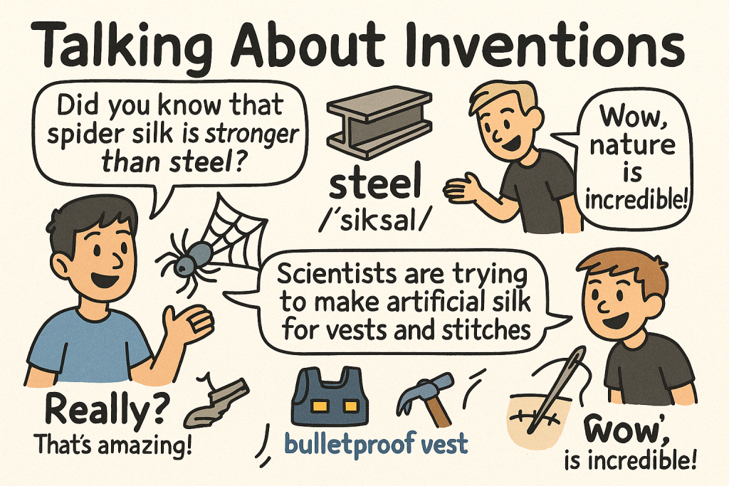 マンガでわかる「Spider Silk is Stronger than Steel?」に関連する英会話