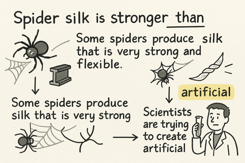 イメージでわかる英文法表現:蜘蛛の糸は鋼鉄よりも強い?(Spider Silk is Stronger than Steel?)