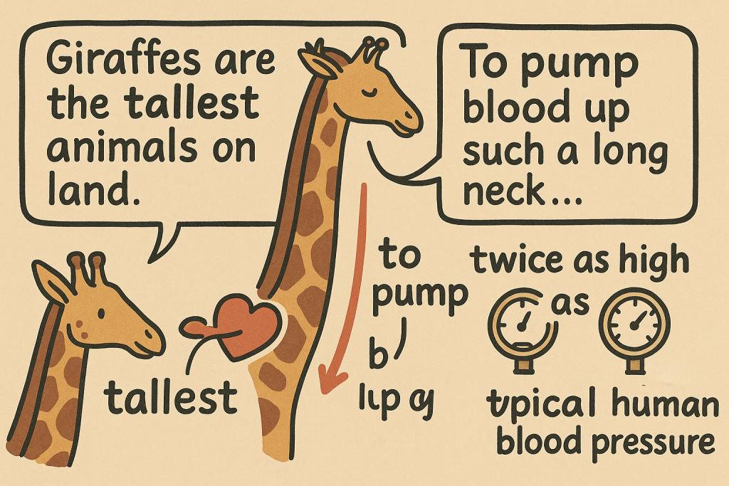 イメージでわかる英文法表現:キリンの高血圧の秘密?(The Secret of Giraffe's High Blood Pressure)