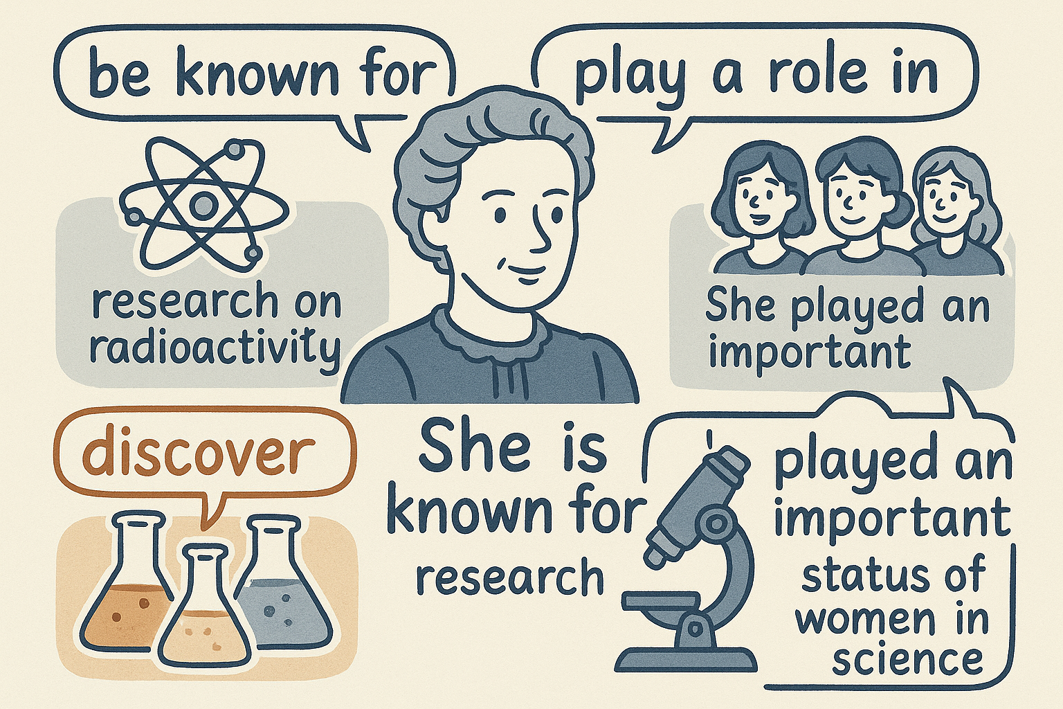 イメージでわかる英文法表現:マリー・キュリーとノーベル賞(Marie Curie and the Nobel Prize)
