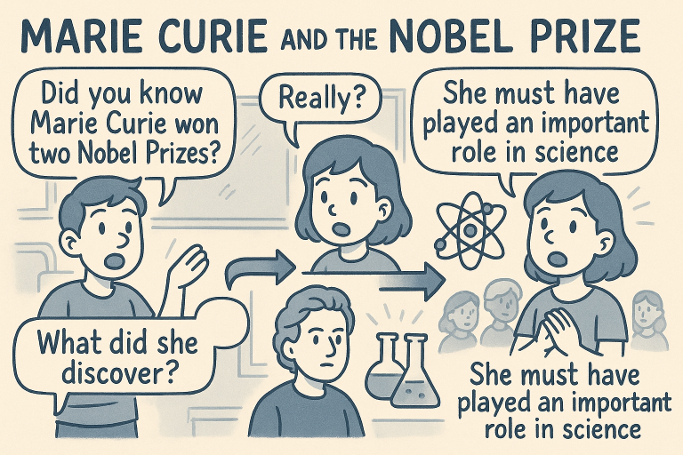 マンガでわかる「Marie Curie and the Nobel Prize」に関連する英会話