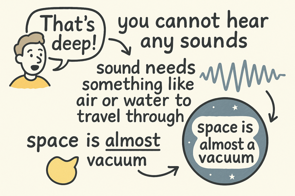 イメージでわかる英文法表現:宇宙に音は聞こえるの?(Can You Hear Sounds in Space?)