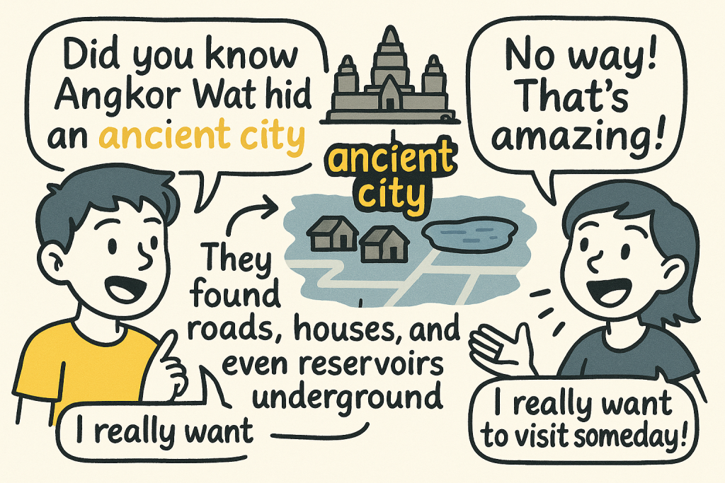 マンガでわかる「The Hidden Secrets of Angkor Wat」に関連する英会話