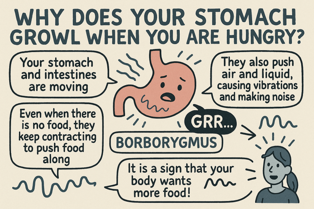 絵で見る英語で雑学:どうしてお腹がすくと「グー」と音が鳴るの?(Why Does Your Stomach Growl When You Are Hungry?)